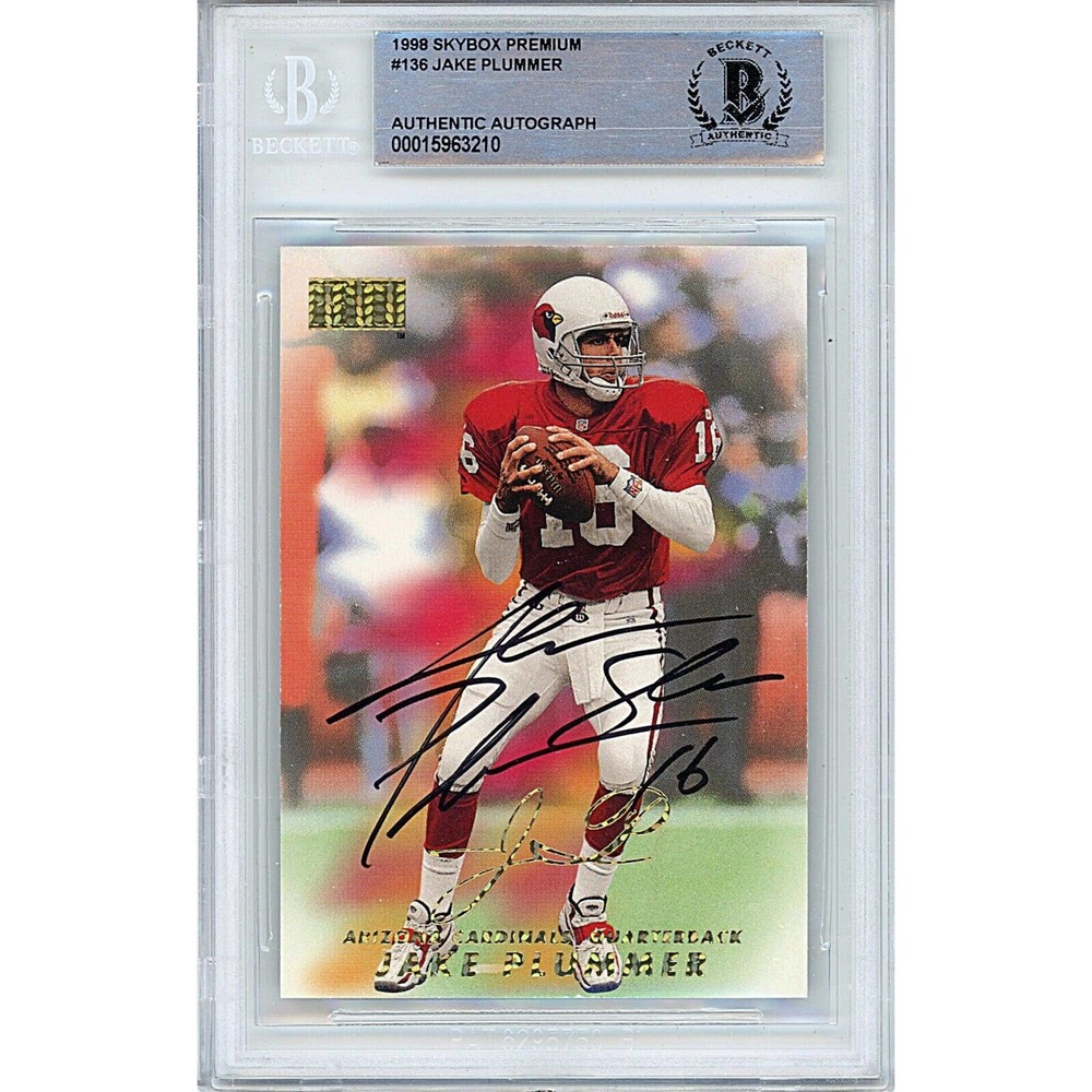 Jake Plummer AZ Cardinals Autographed 1998 Skybox Card Beckett Authentic Slab